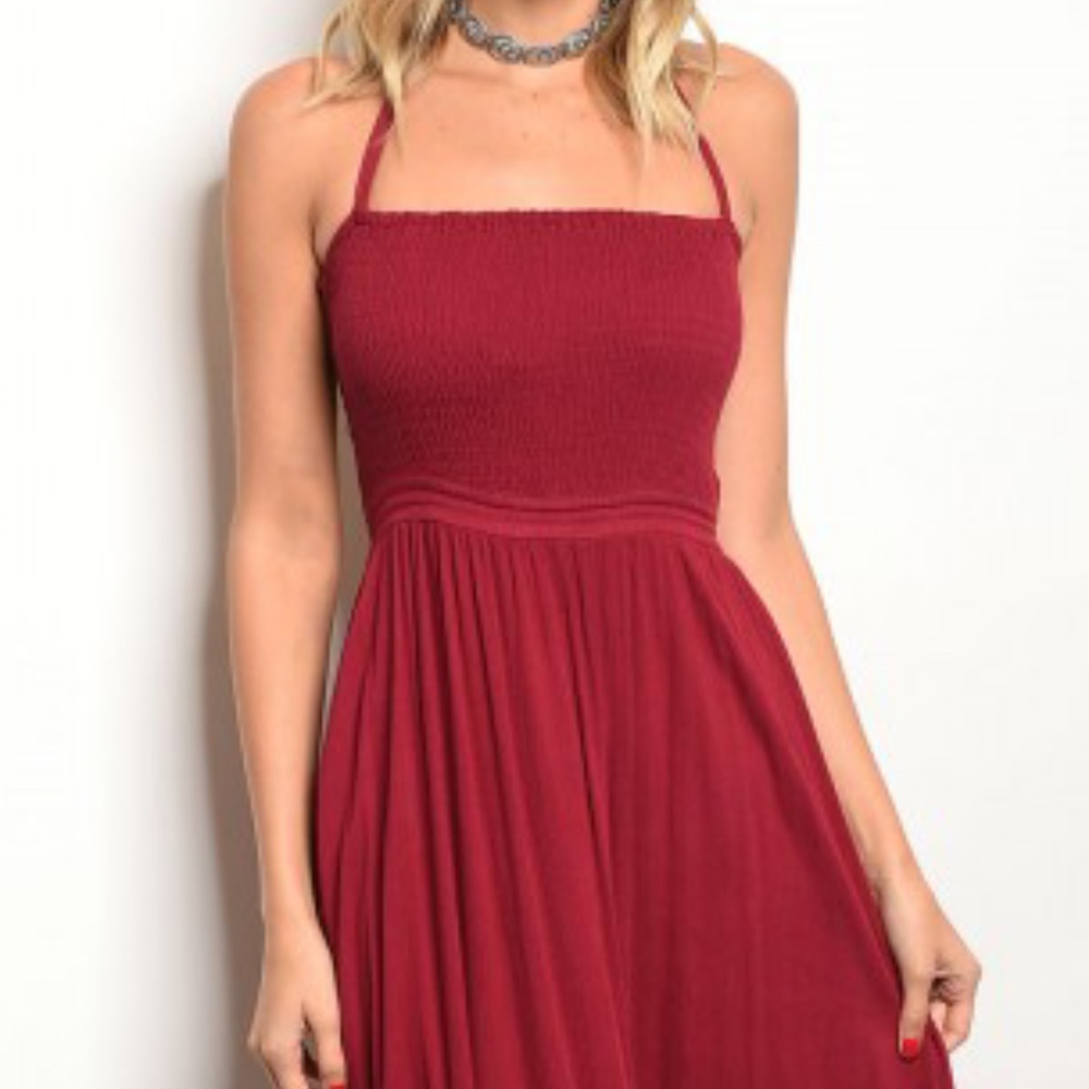 LAST 1! GIRLY & FLIRTY RED WINE MAXI DRESS - Picture 2 of 5